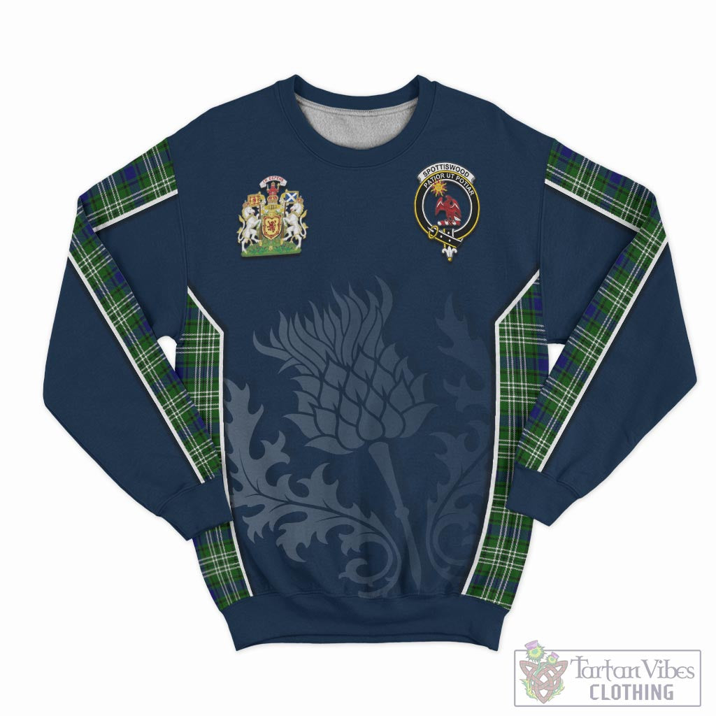 Tartan Vibes Clothing Spottiswood Tartan Sweatshirt with Family Crest and Scottish Thistle Vibes Sport Style