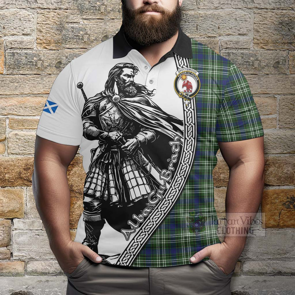 Tartan Vibes Clothing Spottiswood Tartan Clan Crest Polo Shirt with Highlander Warrior Celtic Style