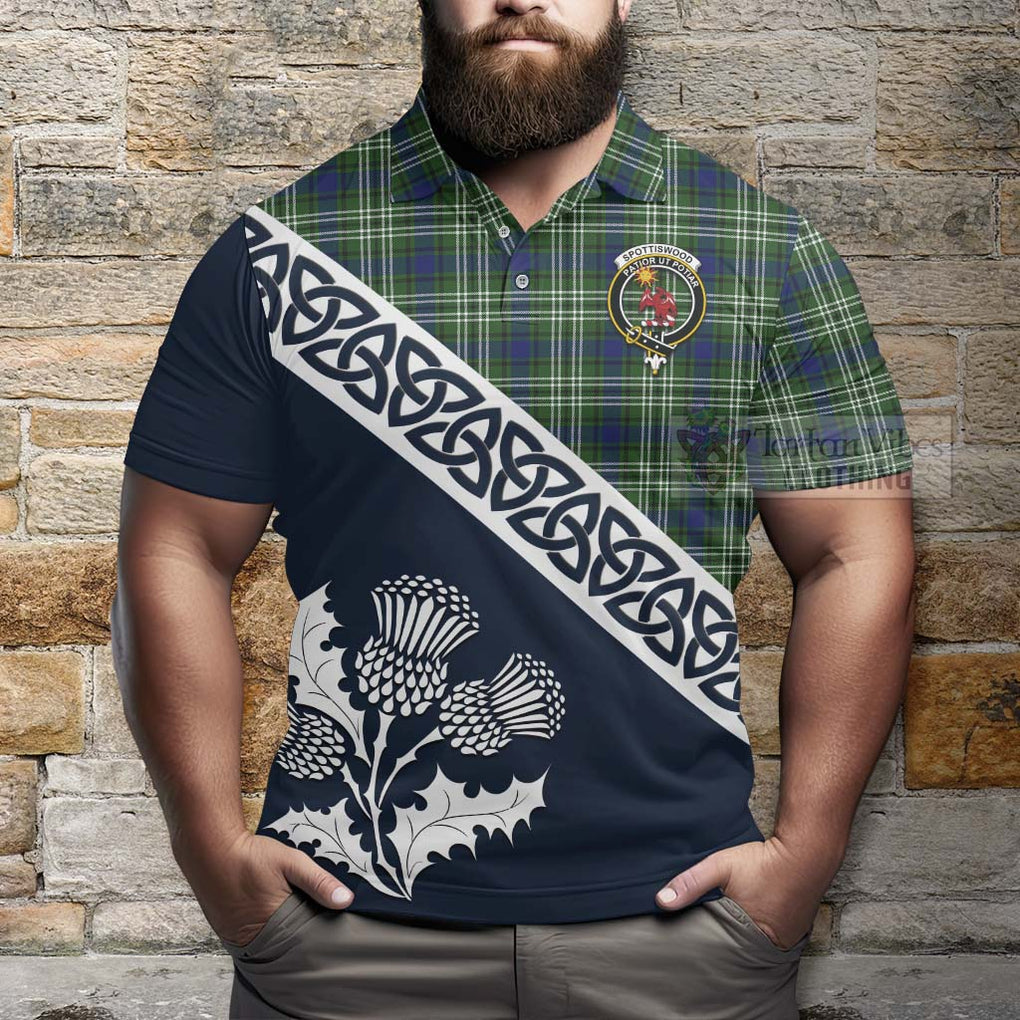 Spottiswood Tartan Polo Shirt Featuring Thistle and Scotland Map