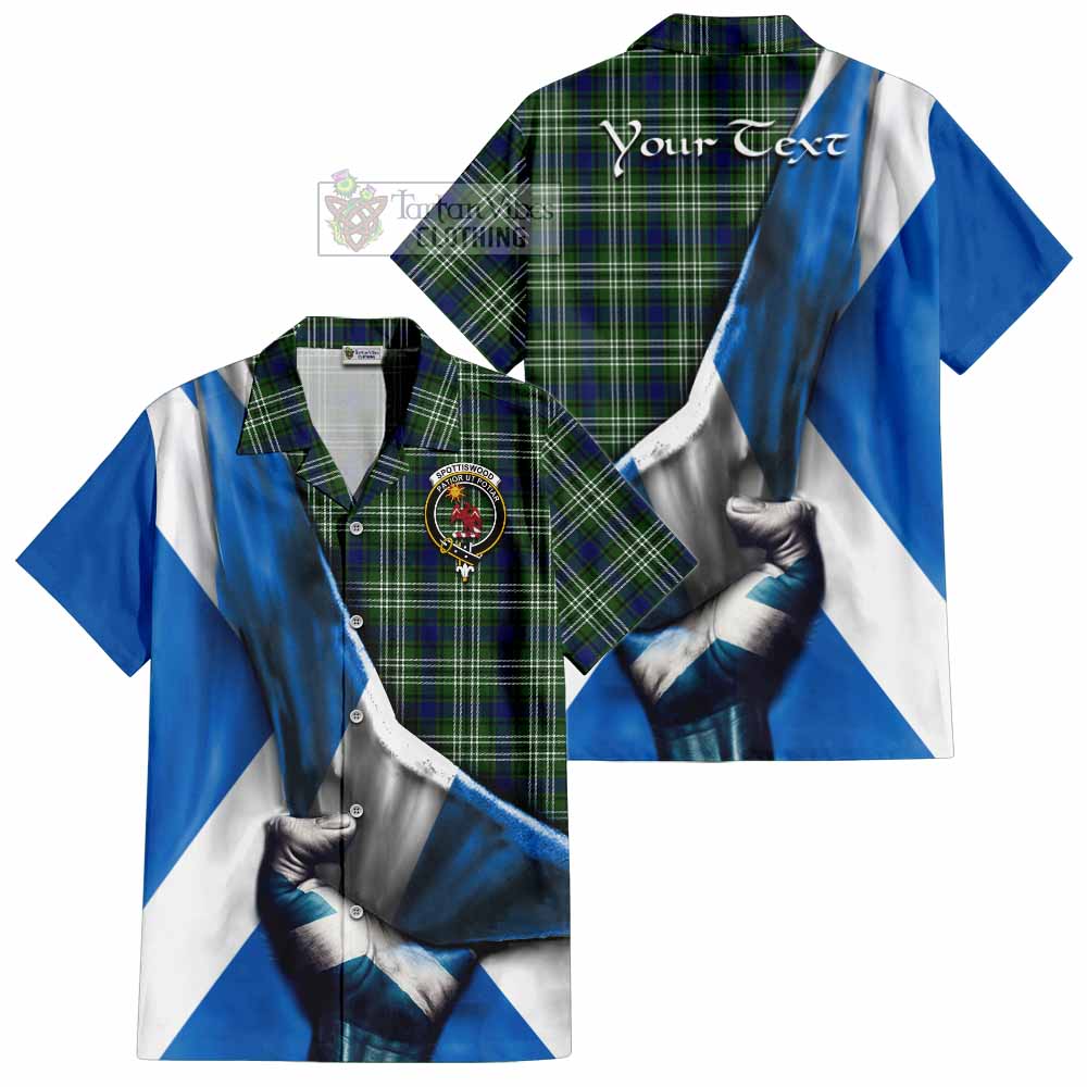 Tartan Vibes Clothing Spottiswood Tartan Short Sleeve Button Shirt with Family Crest Scotland Patriotic Style