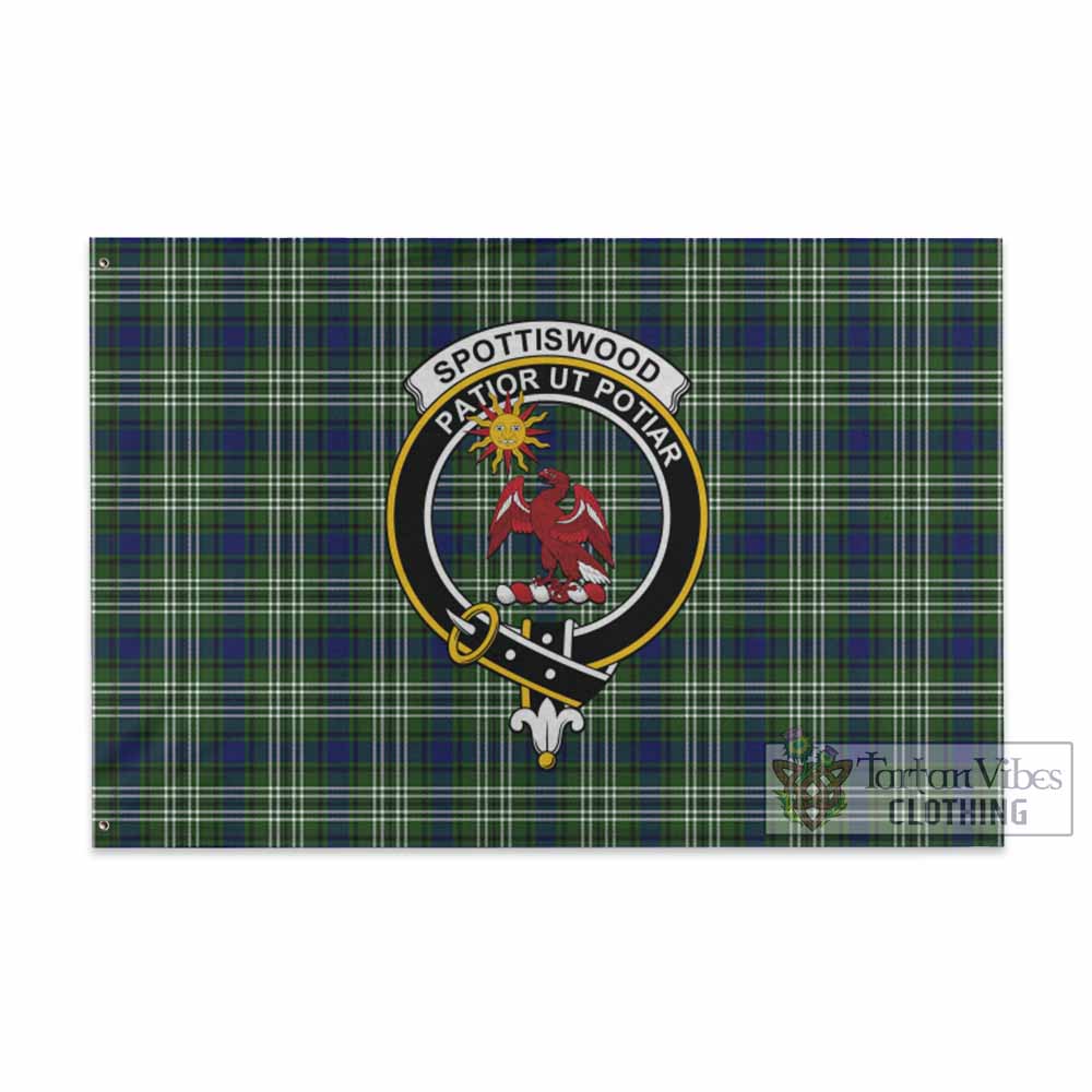 Tartan Vibes Clothing Spottiswood Tartan House Flag with Family Crest