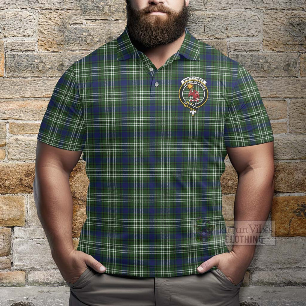 Tartan Vibes Clothing Spottiswood Tartan Polo Shirt with Family Crest and Bearded Skull Holding Bottles of Whiskey