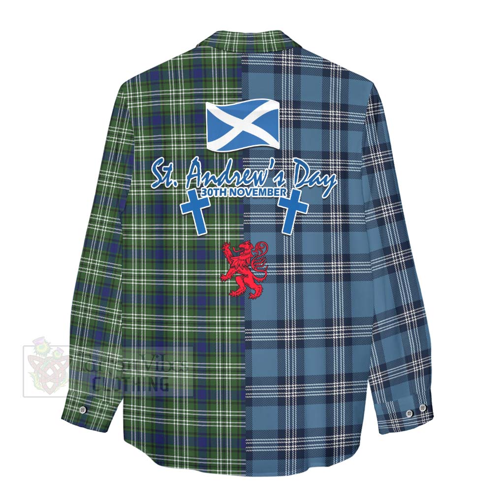 Tartan Vibes Clothing Spottiswood Tartan Women's Casual Shirt Happy St. Andrew's Day Half Tartan Style