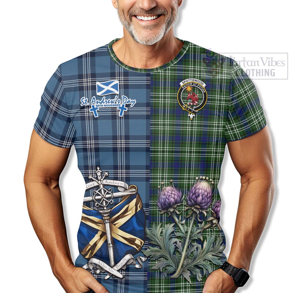 Tartan Vibes Clothing Spottiswood Tartan T-Shirt Happy St. Andrew's Day Half Tartan Style