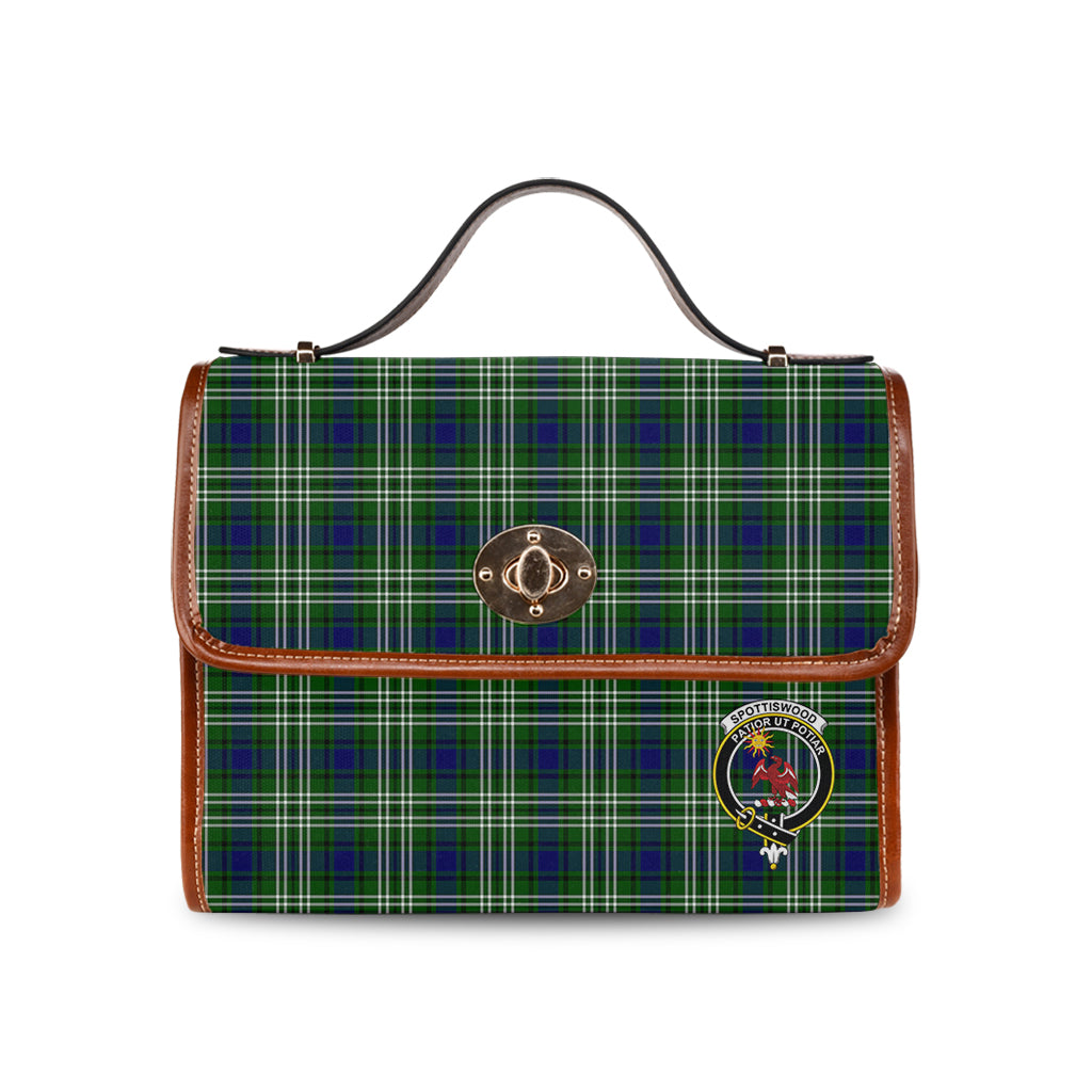 spottiswood-tartan-leather-strap-waterproof-canvas-bag-with-family-crest