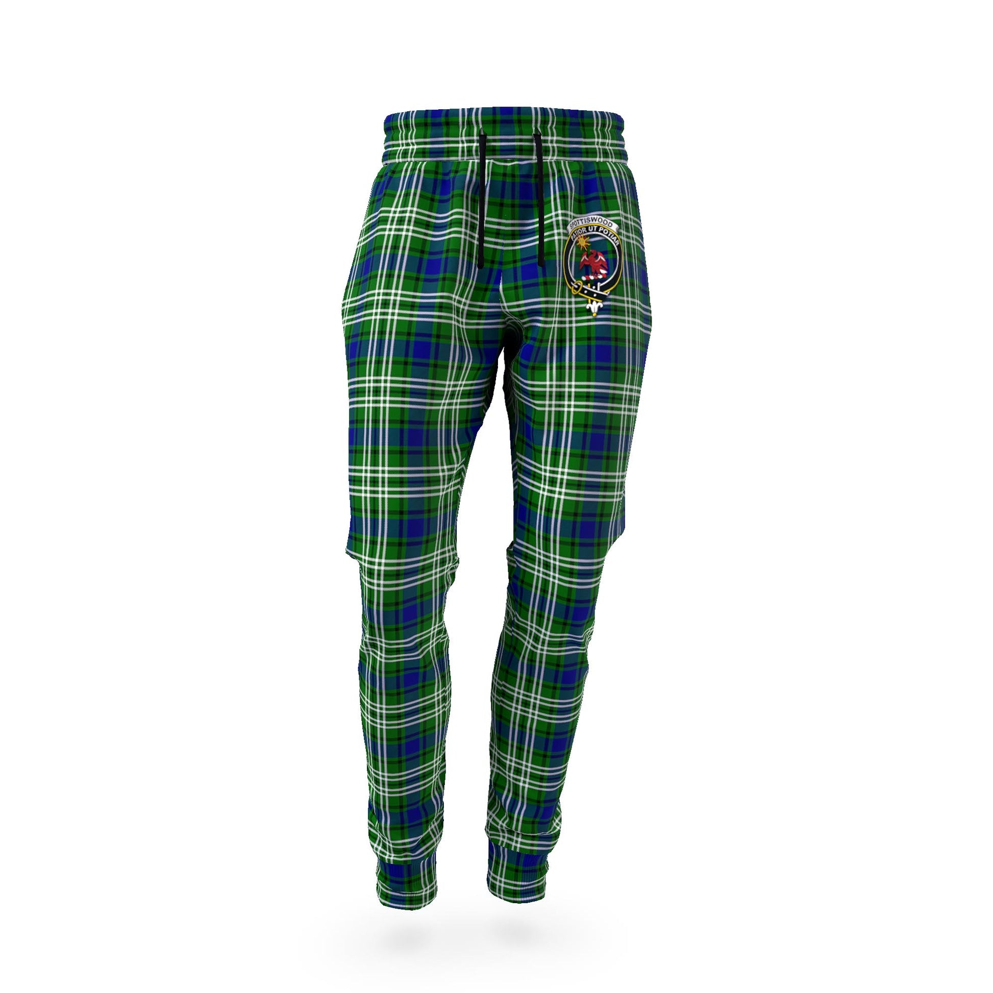 Spottiswood Tartan Joggers Pants with Family Crest - Tartan Vibes Clothing