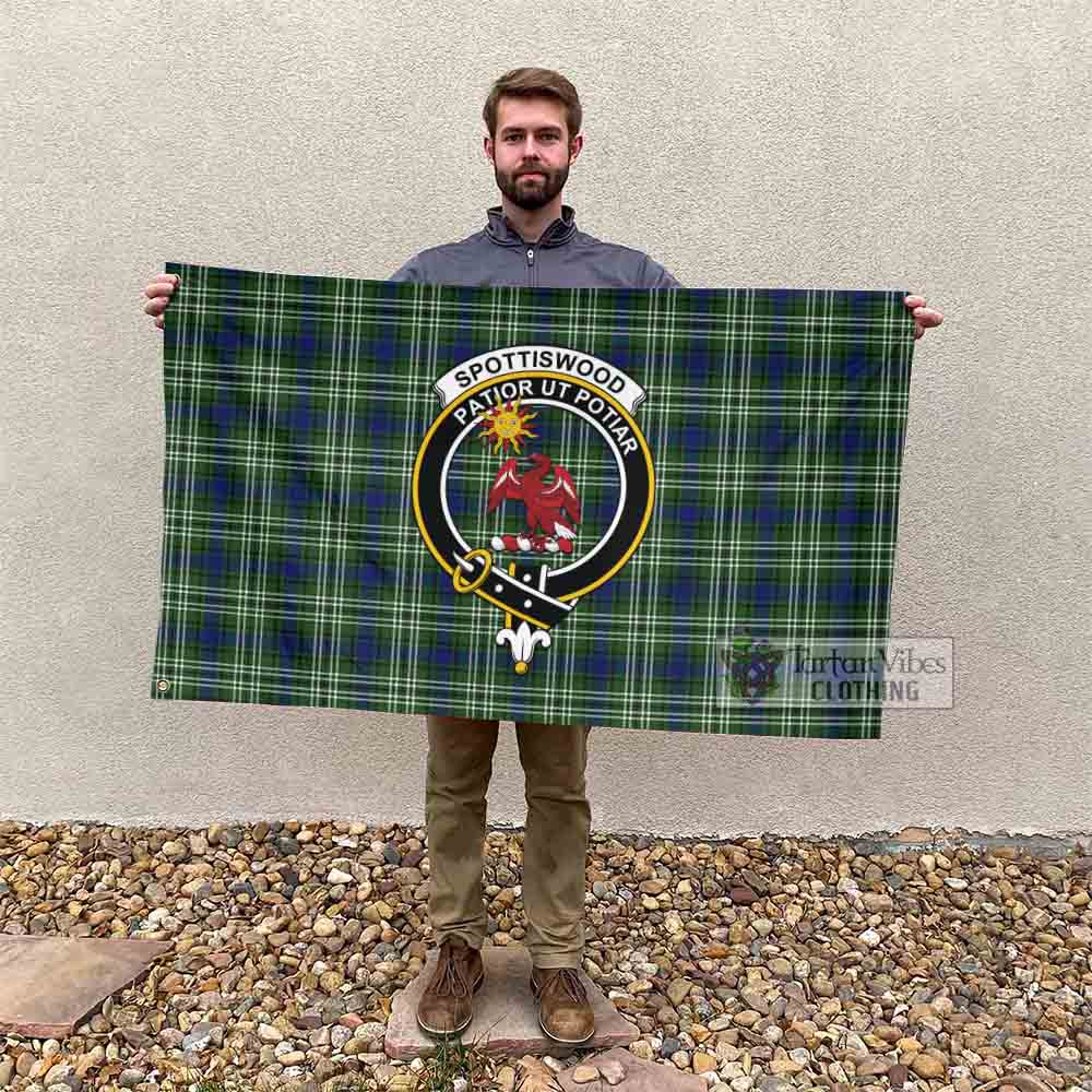 Tartan Vibes Clothing Spottiswood Tartan House Flag with Family Crest