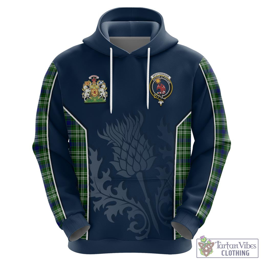 Tartan Vibes Clothing Spottiswood Tartan Hoodie with Family Crest and Scottish Thistle Vibes Sport Style