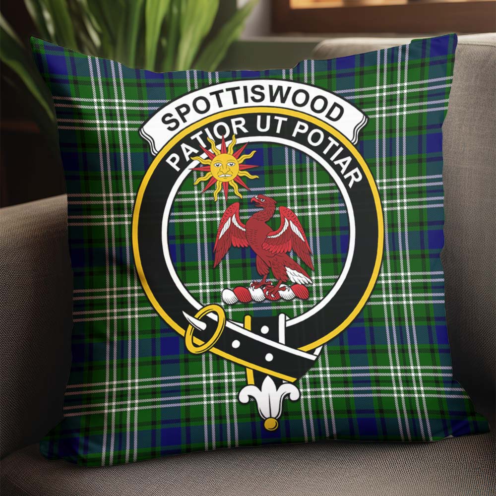 Spottiswood Tartan Pillow Cover with Family Crest - Tartanvibesclothing