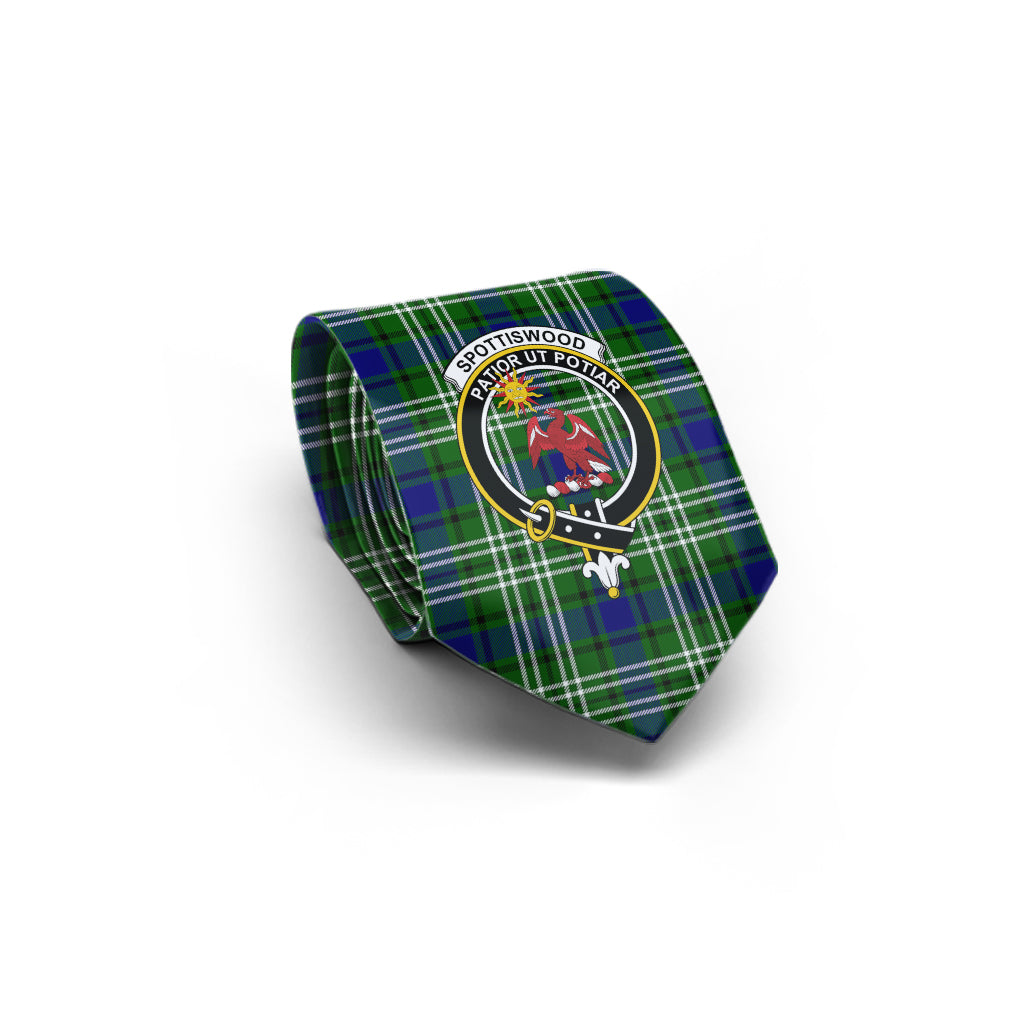 Spottiswood Tartan Classic Necktie with Family Crest - Tartan Vibes Clothing