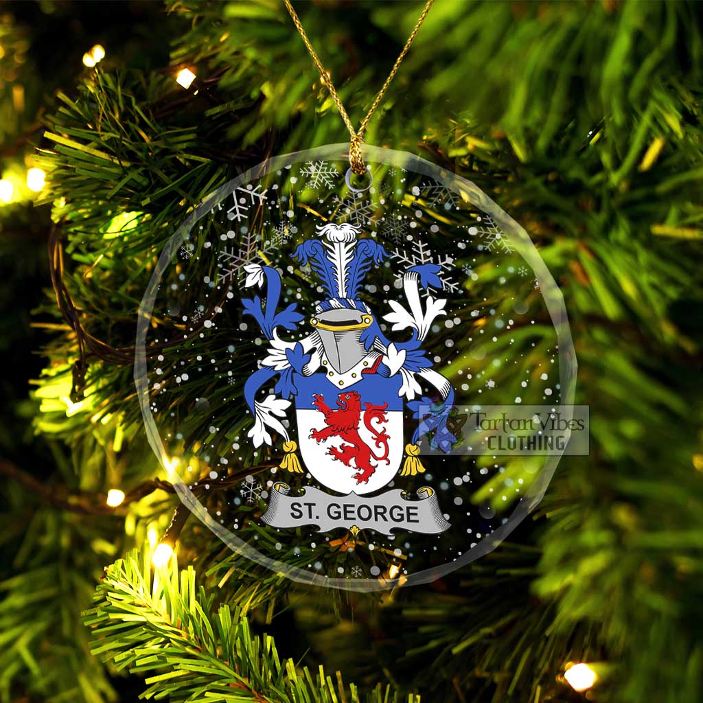 Tartan Vibes Clothing St. George Irish Clan Christmas Glass Ornament with Coat of Arms