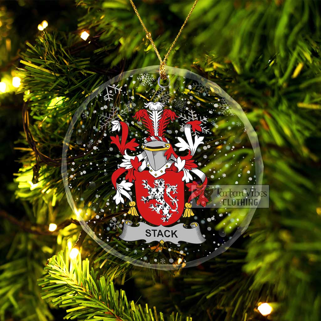 Stack Irish Clan Christmas Glass Ornament with Coat of Arms Transparent Glass Circle - 2D-tartanvibesclothing