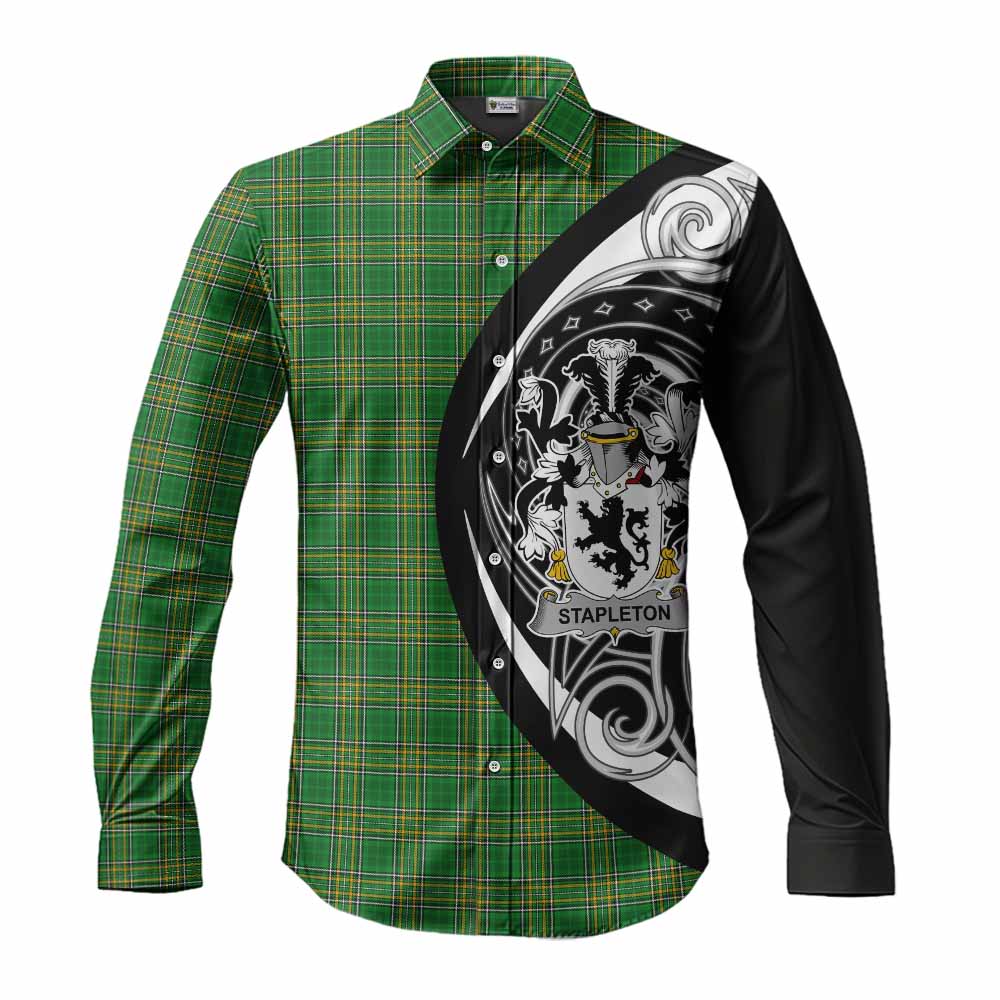 Stapleton Irish Clan Long Sleeve Button Shirt Celtic Circle Style Men's Shirt S - Tartan Vibes Clothing