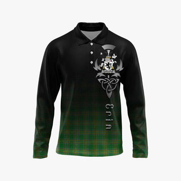 Stapleton Irish Clan Long Sleeve Polo Shirt with Coat of Arms Erin Go Bragh Celtic Inspired Unisex - Tartan Vibes Clothing