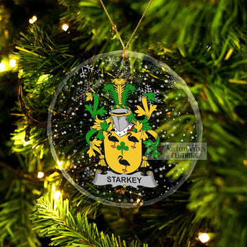 Starkey Irish Clan Christmas Glass Ornament with Coat of Arms Transparent Glass Circle - 2D-tartanvibesclothing