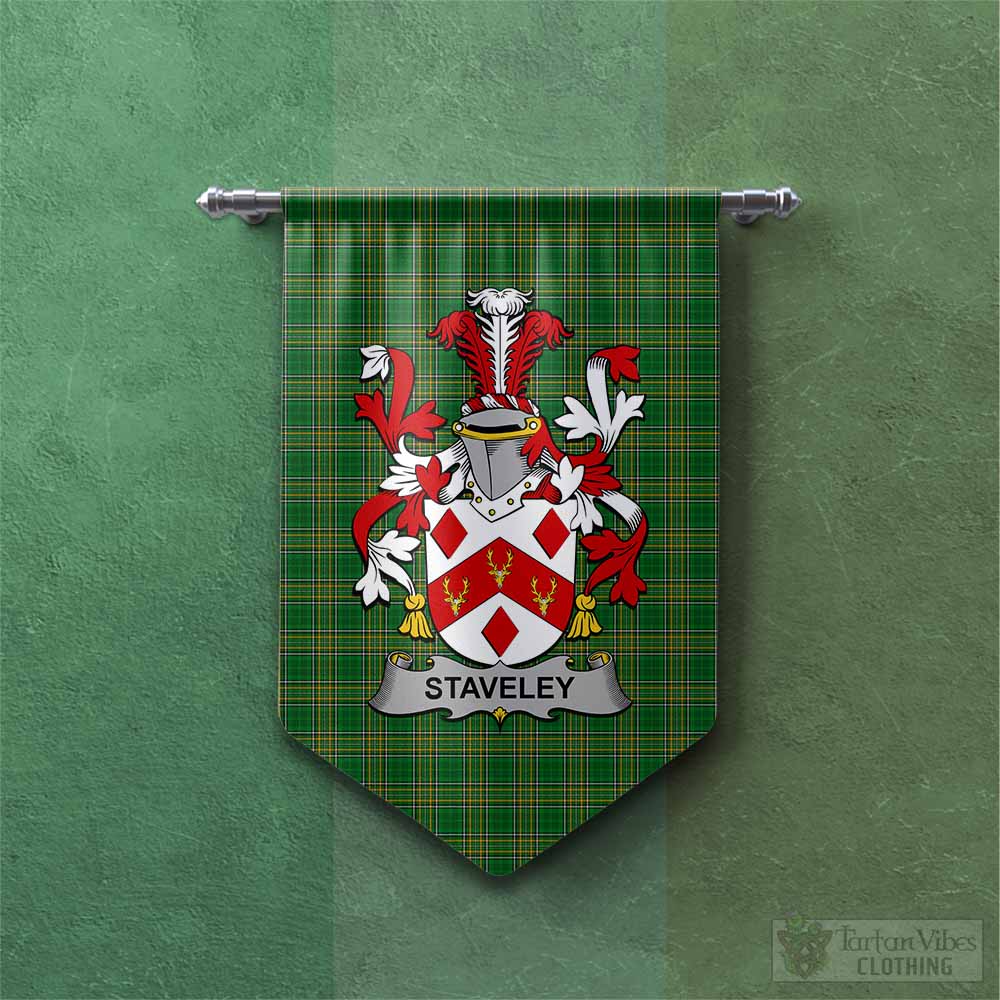 Staveley Irish Clan Tartan Gonfalon, Tartan Banner with Coat of Arms Chevron - Tartan Vibes Clothing