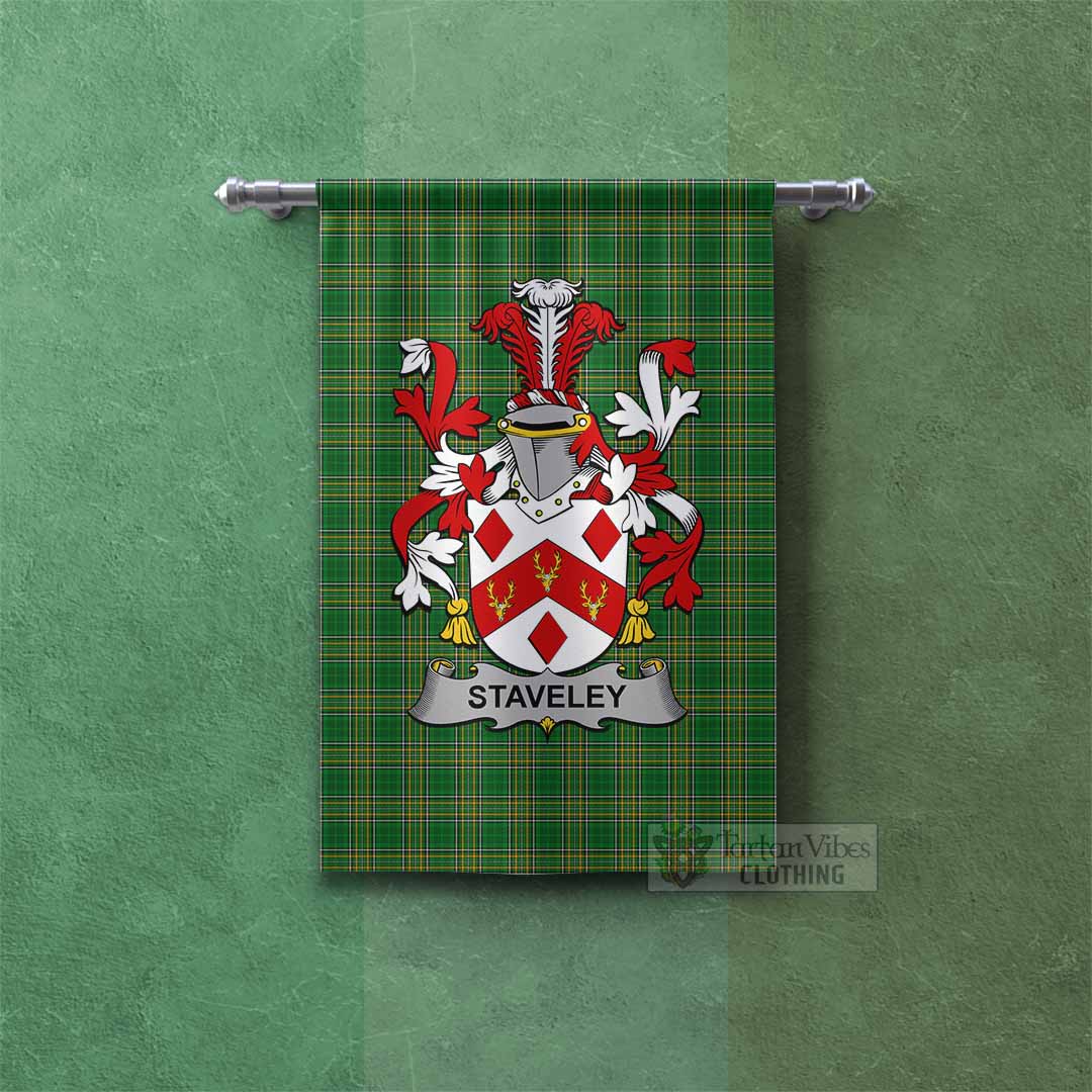 Staveley Irish Clan Tartan Gonfalon, Tartan Banner with Coat of Arms Rectangle - Tartan Vibes Clothing