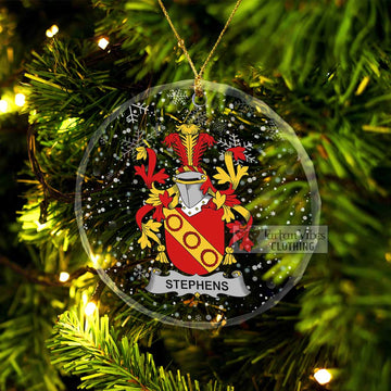 Stephens Irish Clan Christmas Glass Ornament with Coat of Arms