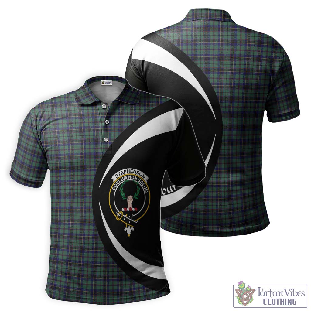 Tartan Vibes Clothing Stephenson Tartan Men's Polo Shirt with Family Crest Circle Style