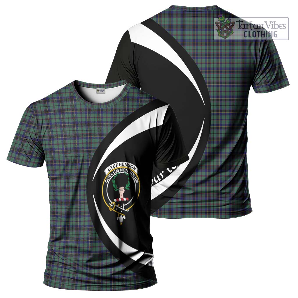 Tartan Vibes Clothing Stephenson Tartan T-Shirt with Family Crest Circle Style