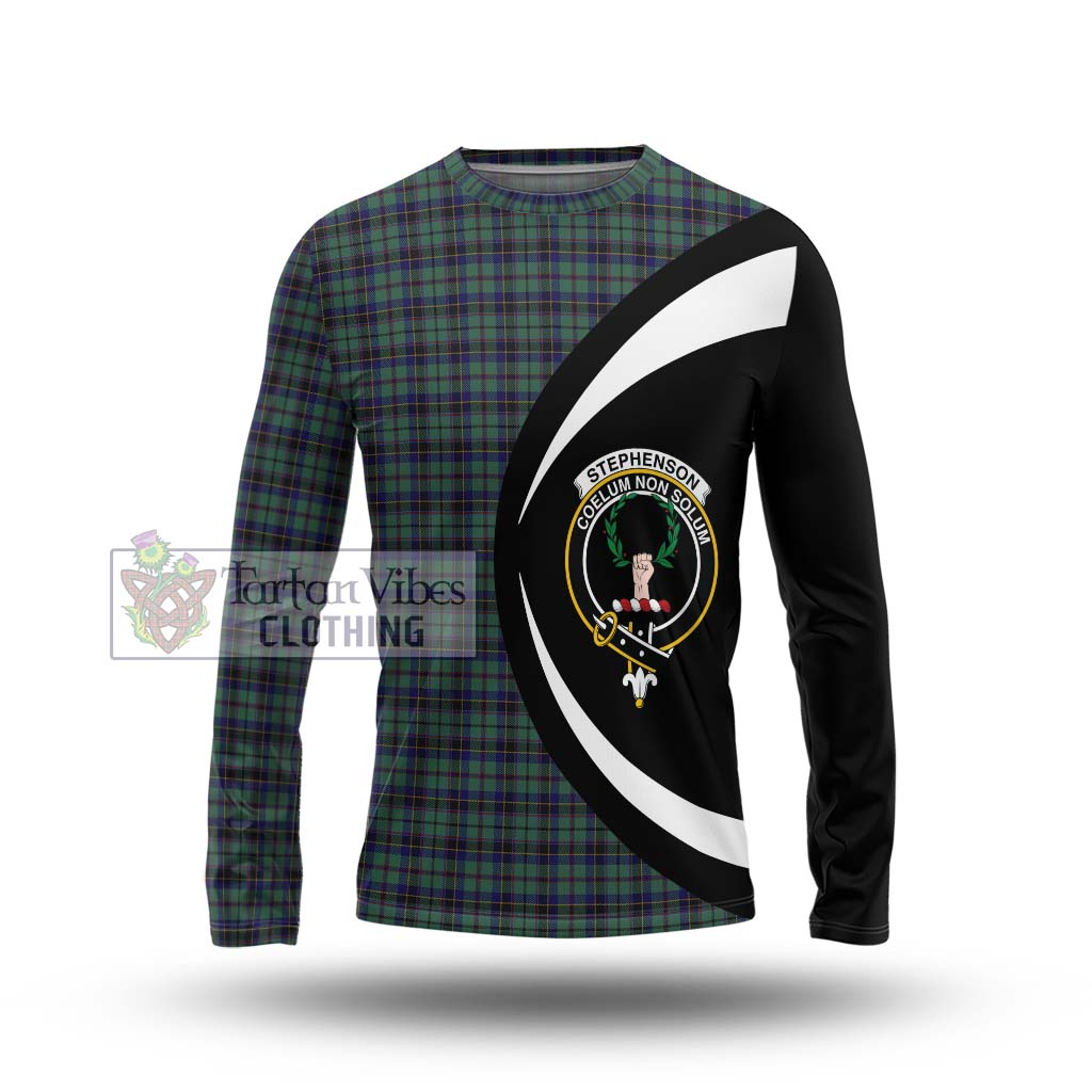 Tartan Vibes Clothing Stephenson Tartan Long Sleeve T-Shirt with Family Crest Circle Style