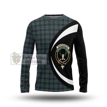 Stephenson Tartan Long Sleeve T-Shirt with Family Crest Circle Style