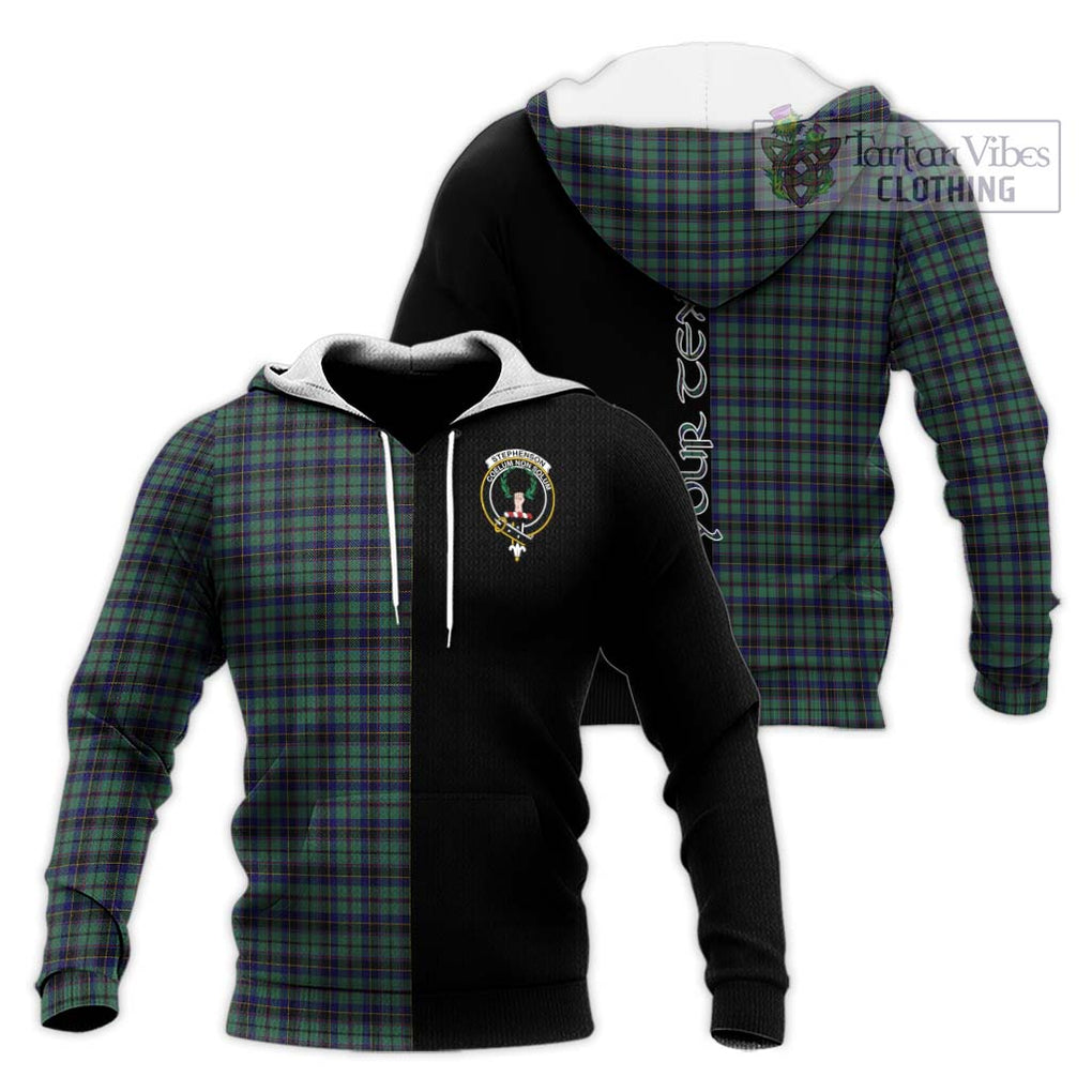 Stephenson (Stevenson) Tartan Knitted Hoodie with Family Crest and Half Of Me Style Unisex Knitted Pullover Hoodie - Tartanvibesclothing Shop