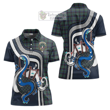 Stephenson (Stevenson) Tartan Women's Polo Shirt with Epic Bagpipe Style