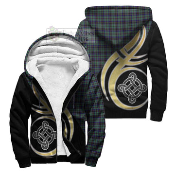 Stephenson (Stevenson) Tartan Sherpa Hoodie with Family Crest and Celtic Symbol Style