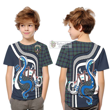 Stephenson (Stevenson) Tartan Kid T-Shirt with Epic Bagpipe Style