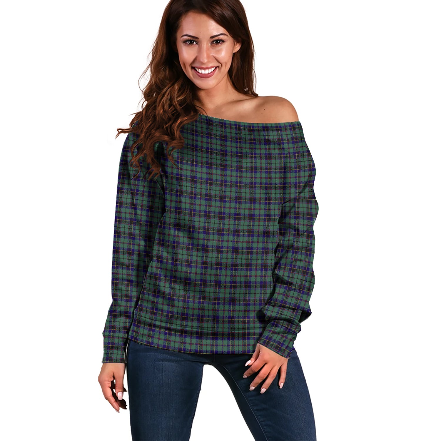 Stephenson Tartan Off Shoulder Women Sweater Women - Tartanvibesclothing Shop