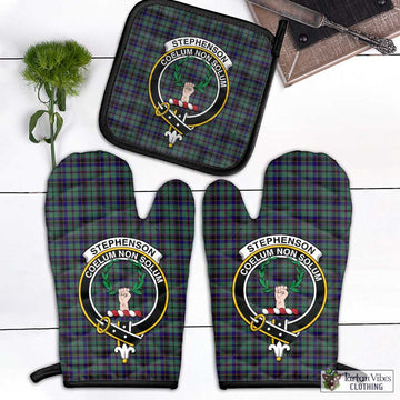 Stephenson (Stevenson) Tartan Combo Oven Mitt & Pot-Holder with Family Crest Black - Tartan Vibes Clothing