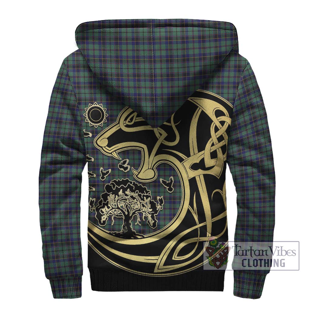 Tartan Vibes Clothing Stephenson Tartan Sherpa Hoodie with Family Crest Celtic Wolf Style