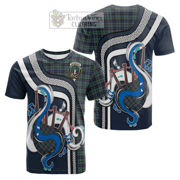 Stephenson (Stevenson) Tartan Cotton T-shirt with Epic Bagpipe Style