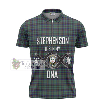 Stephenson (Stevenson) Tartan Zipper Polo Shirt with Family Crest DNA In Me Style