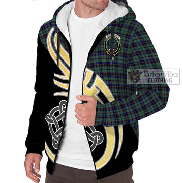 Stephenson (Stevenson) Tartan Sherpa Hoodie with Family Crest and Celtic Symbol Style