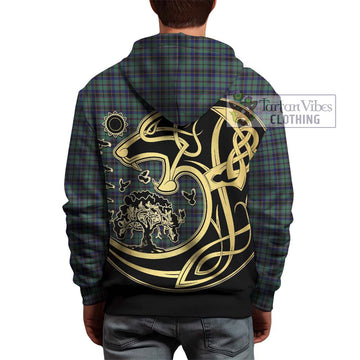 Stephenson Tartan Hoodie with Family Crest Celtic Wolf Style