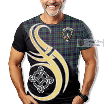 Stephenson (Stevenson) Tartan T-Shirt with Family Crest and Celtic Symbol Style