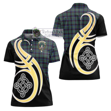 Stephenson (Stevenson) Tartan Women's Polo Shirt with Family Crest and Celtic Symbol Style - Tartan Vibes Clothing