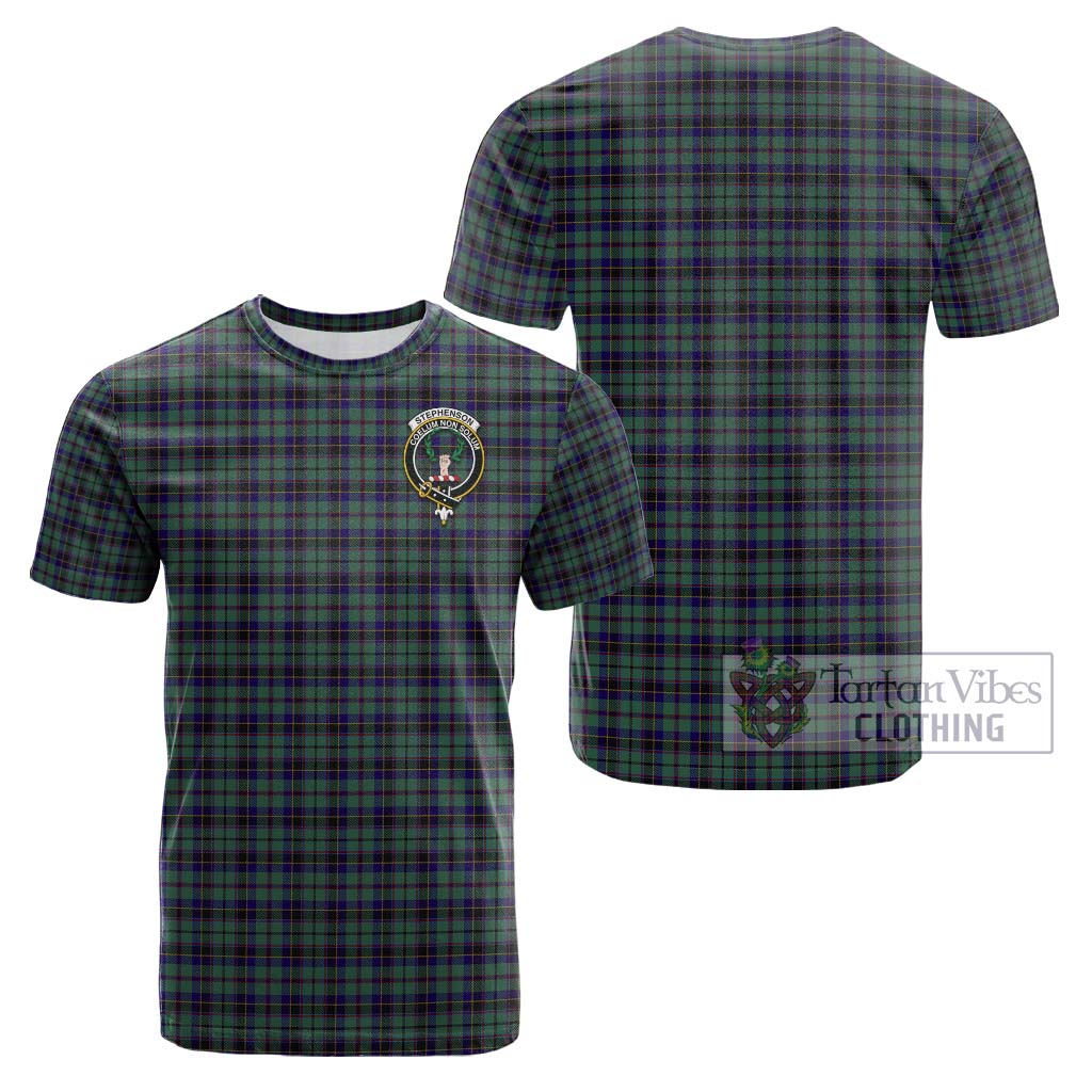 Tartan Vibes Clothing Stephenson Tartan Cotton T-Shirt with Family Crest