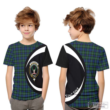 Stephenson Hunting Tartan Kid T-Shirt with Family Crest Circle Style
