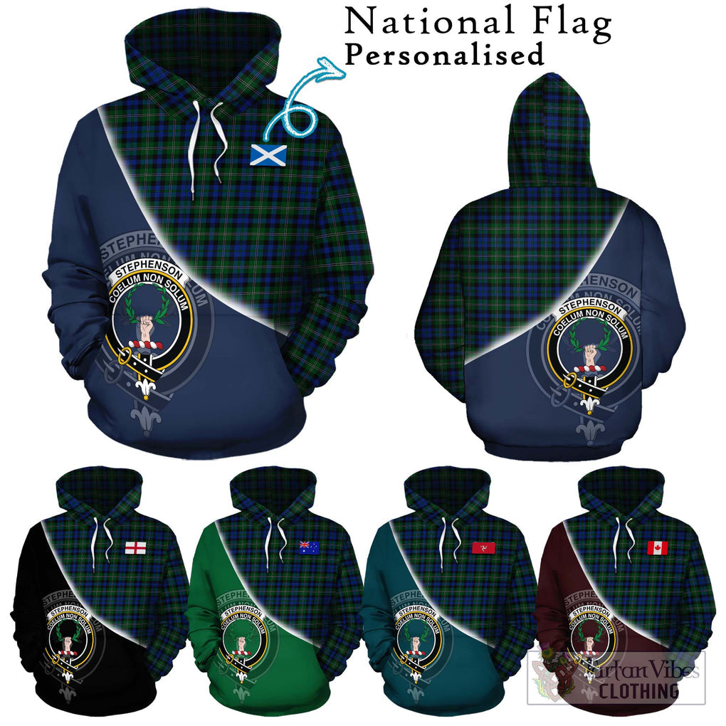 Stephenson Hunting Tartan Hoodie with Personalised National Flag and Family Crest Half Style Zip Hoodie - Tartanvibesclothing Shop