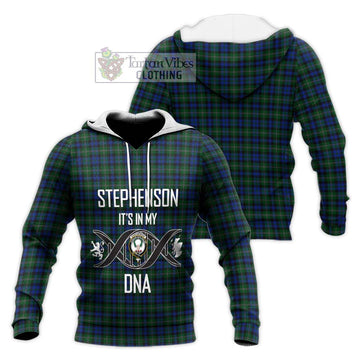 Stephenson Hunting Tartan Knitted Hoodie with Family Crest DNA In Me Style