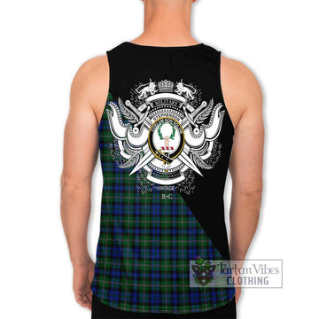 Stephenson Hunting Tartan Men's Tank Top with Family Crest and Military Logo Style