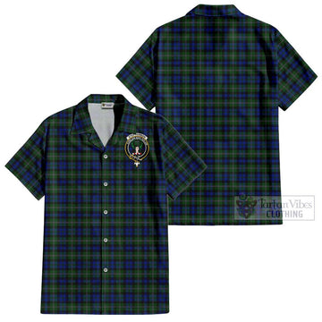 Stephenson Hunting Tartan Cotton Hawaiian Shirt with Family Crest