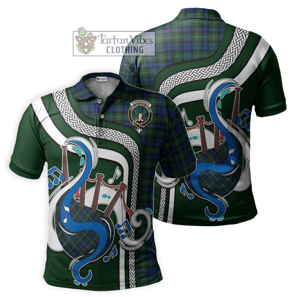 Tartan Vibes Clothing Stephenson Hunting Tartan Polo Shirt with Epic Bagpipe Style