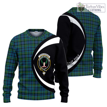 Stephenson Hunting Red Stripe Tartan Ugly Sweater with Family Crest Circle Style