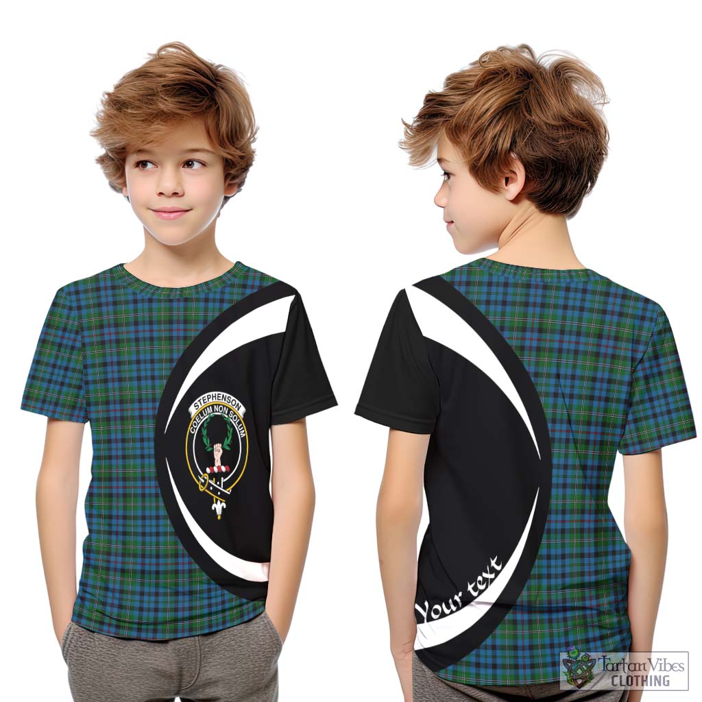 Tartan Vibes Clothing Stephenson Hunting Red Stripe Tartan Kid T-Shirt with Family Crest Circle Style