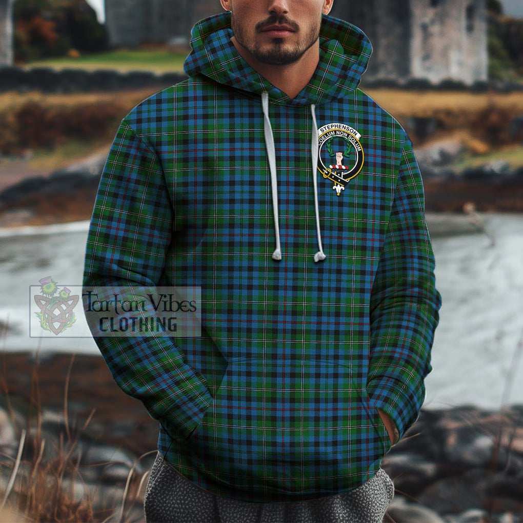 Stephenson Hunting Red Stripe Tartan Cotton Hoodie with Family Crest Pullover Hoodie XS - Tartan Vibes Clothing