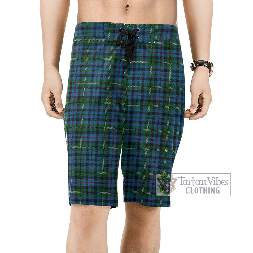 Tartan Vibes Clothing Stephenson Hunting Red Stripe Tartan Men's Board Shorts